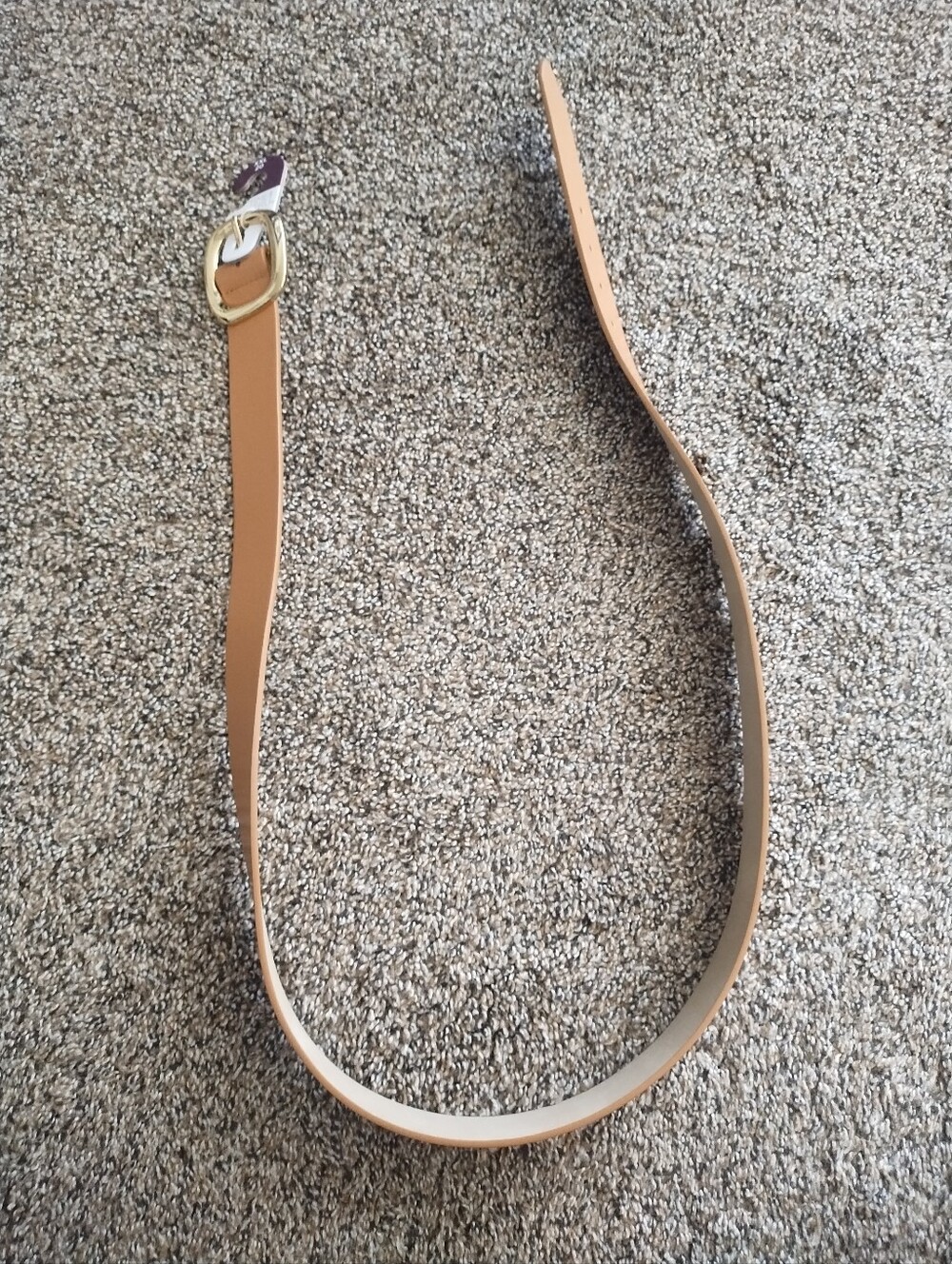 Time and Tru Light Tan Leather Belt with Gold Buckle